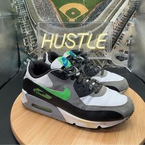 Nike Air Max 90 (GS) White Neo Lime Medium Grey Black Youth Sz 6.5Y